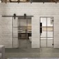 Glasschiebetür BARN-LINE Loft Rosteisen Genietet 07 Auf Klarglas