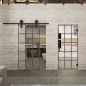 Glasschiebetür BARN-LINE Loft Rosteisen Genietet 09 Auf Klarglas