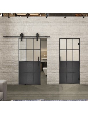 Glasschiebetür BARN-LINE Loft Schwarzeisen Genietet 22 Blickdicht
