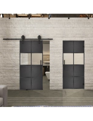 Glasschiebetür BARN-LINE Loft Schwarzeisen Genietet 29 Blickdicht