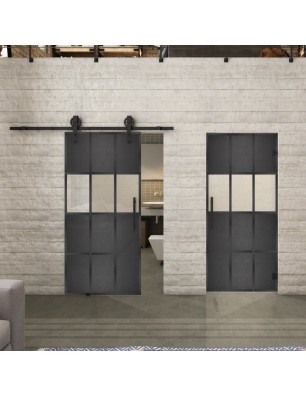 Glasschiebetür BARN-LINE Loft Schwarzeisen Genietet 32 Blickdicht