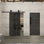 Glasschiebetür BARN-LINE Loft Schwarzeisen Genietet 09 Auf Grauglas
