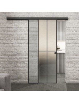 Glasschiebetür BLACK-LINE Loft Schwarzlack 12 Blickdicht