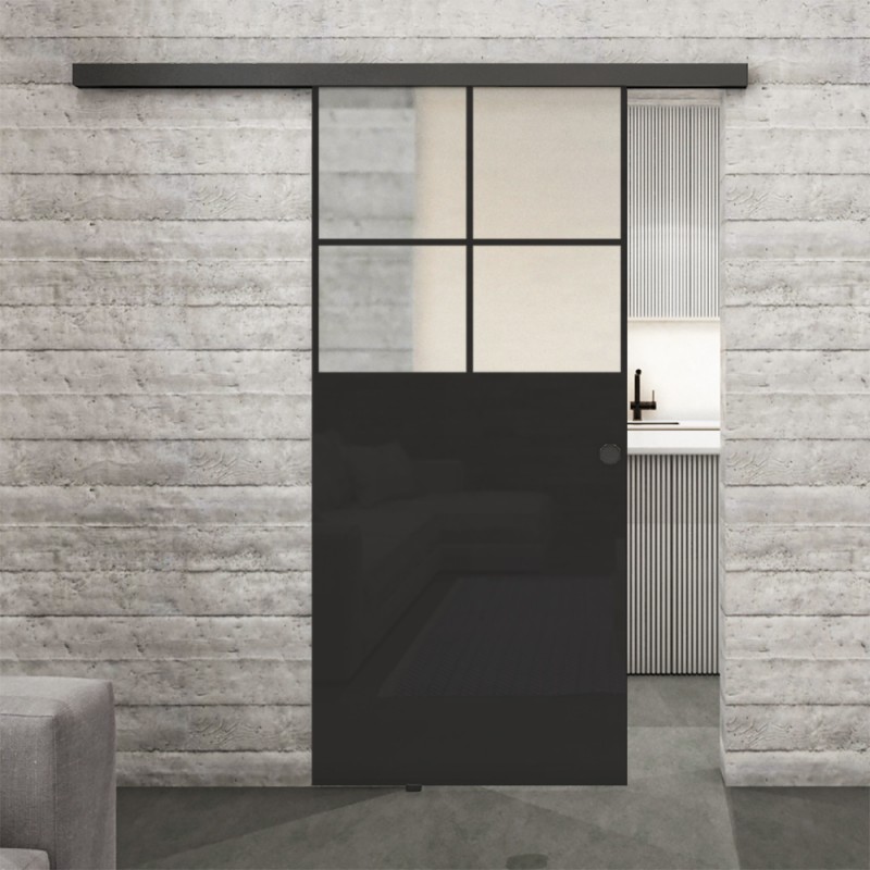 Glasschiebetür BLACK-LINE Loft Schwarzlack 23 Blickdicht