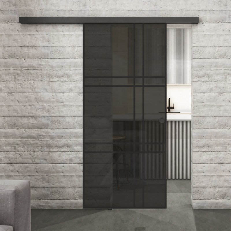 Glasschiebetür BLACK-LINE Loft Schwarzlack 20 Auf Grauglas Glasschiebetür BLACK-LINE Loft Schwarzlack 20 Auf Grauglas