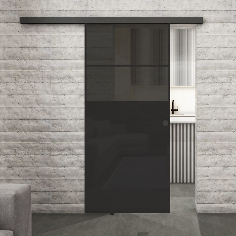 Glasschiebetür BLACK-LINE Loft Schwarzlack 22 Auf Grauglas Glasschiebetür BLACK-LINE Loft Schwarzlack 22 Auf Grauglas