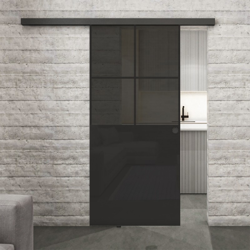 Glasschiebetür BLACK-LINE Loft Schwarzlack 24 Auf Grauglas Glasschiebetür BLACK-LINE Loft Schwarzlack 24 Auf Grauglas