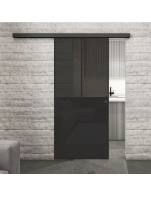 Glasschiebetür BLACK-LINE Loft Schwarzlack 26 Auf Grauglas