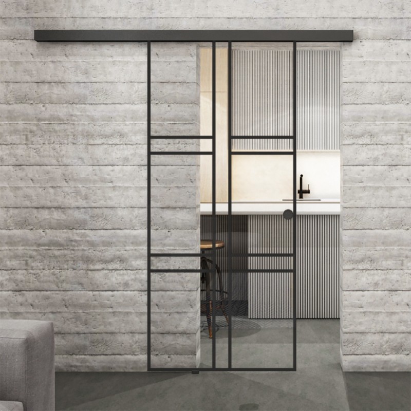 Glasschiebetür BLACK-LINE Loft Schwarzlack 14 Auf Klarglas Glasschiebetür BLACK-LINE Loft Schwarzlack 14 Auf Klarglas