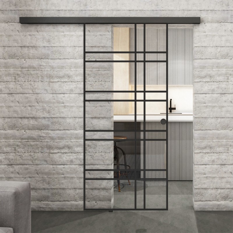 Glasschiebetür BLACK-LINE Loft Schwarzlack 19 Auf Klarglas Glasschiebetür BLACK-LINE Loft Schwarzlack 19 Auf Klarglas