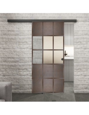 Glasschiebetür BLACK-LINE Loft Rosteisen Genietet 31 Blickdicht