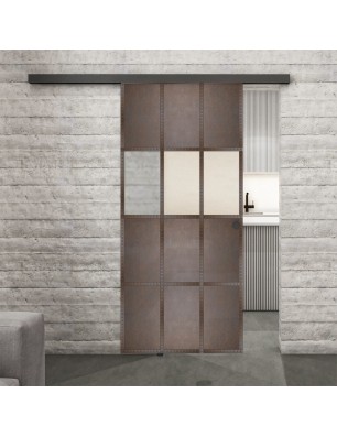 Glasschiebetür BLACK-LINE Loft Rosteisen Genietet 32 Blickdicht