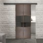 Glasschiebetür BLACK-LINE Loft Rosteisen Genietet 30 Auf Grauglas