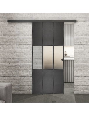 Glasschiebetür BLACK-LINE Loft Schwarzeisen Genietet 33 Blickdicht