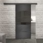 Glasschiebetür BLACK-LINE Loft Schwarzeisen Genietet 25 Auf Grauglas