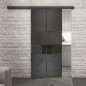 Glasschiebetür BLACK-LINE Loft Schwarzeisen Genietet 30 Auf Grauglas