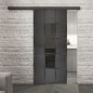 Glasschiebetür BLACK-LINE Loft Schwarzeisen Genietet 34 Auf Grauglas