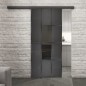 Glasschiebetür BLACK-LINE Loft Schwarzeisen Genietet 35 Auf Grauglas