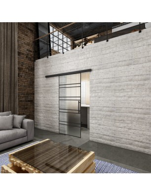 Glasschiebetür BLACK-LINE Loft Schwarzlack 16 Blickdicht