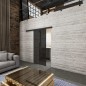 Glasschiebetür BLACK-LINE Loft Schwarzlack 06 Auf Grauglas