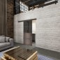 Glasschiebetür BLACK-LINE Loft Rosteisen Genietet 14 Auf Grauglas