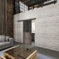 Glasschiebetür BLACK-LINE Loft Rosteisen Genietet 16 Auf Grauglas