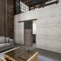 Glasschiebetür BLACK-LINE Loft Rosteisen Genietet 19 Auf Grauglas