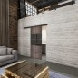 Glasschiebetür BLACK-LINE Loft Rosteisen Genietet 28 Auf Grauglas