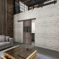 Glasschiebetür BLACK-LINE Loft Rosteisen Genietet 32 Auf Grauglas
