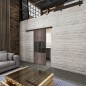 Glasschiebetür BLACK-LINE Loft Rosteisen Genietet 33 Auf Grauglas
