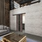 Glasschiebetür BLACK-LINE Loft Rosteisen Genietet 36 Auf Grauglas