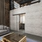 Glasschiebetür BLACK-LINE Loft Rosteisen Genietet 08 Auf Klarglas