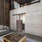 Glasschiebetür BLACK-LINE Loft Rosteisen Genietet 19 Auf Klarglas