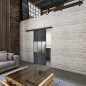 Glasschiebetür BLACK-LINE Loft Schwarzeisen Genietet 33 Blickdicht
