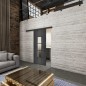 Glasschiebetür BLACK-LINE Loft Schwarzeisen Genietet 34 Blickdicht
