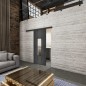 Glasschiebetür BLACK-LINE Loft Schwarzeisen Genietet 35 Blickdicht