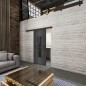 Glasschiebetür BLACK-LINE Loft Schwarzeisen Genietet 34 Auf Grauglas