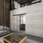 Glasschiebetür BLACK-LINE Loft Schwarzeisen Genietet 07 Auf Klarglas