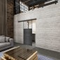 Glasschiebetür BLACK-LINE Loft Schwarzeisen Genietet 15 Auf Klarglas