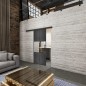 Glasschiebetür BLACK-LINE Loft Schwarzeisen Genietet 30 Auf Klarglas