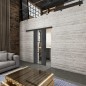 Glasschiebetür BLACK-LINE Loft Schwarzeisen Genietet 36 Auf Klarglas