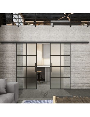 Glasschiebetür BLACK-LINE Loft Schwarzlack 06 Blickdicht