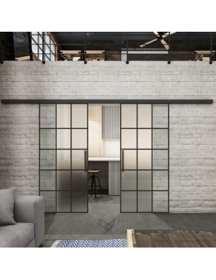 Glasschiebetür BLACK-LINE Loft Schwarzlack 09 Blickdicht