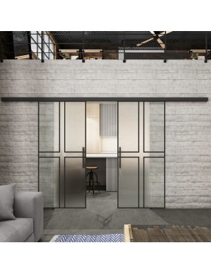 Glasschiebetür BLACK-LINE Loft Schwarzlack 15 Blickdicht