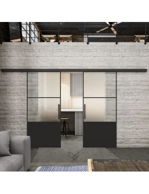 Glasschiebetür BLACK-LINE Loft Schwarzlack 33 Blickdicht