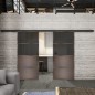 Glasschiebetür BLACK-LINE Loft Rosteisen Genietet 14 Auf Grauglas