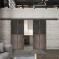 Glasschiebetür BLACK-LINE Loft Rosteisen Genietet 20 Auf Grauglas