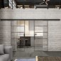 Glasschiebetür BLACK-LINE Loft Rosteisen Genietet 01 Auf Klarglas
