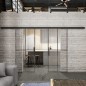 Glasschiebetür BLACK-LINE Loft Rosteisen Genietet 08 Auf Klarglas
