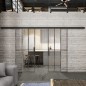 Glasschiebetür BLACK-LINE Loft Rosteisen Genietet 12 Auf Klarglas
